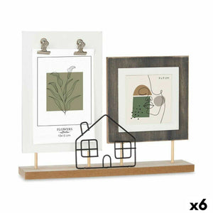 Fotoramme 2 bildes Hus Svart Brun Tre MDF (28 x 23,5 x 6 cm) (6 enheter)