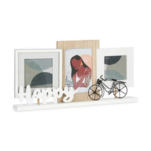Last inn bildet i Galleri-visningsprogrammet, Fotoramme Happy 3 bildes Brun Hvit Tre MDF (40 x 21 x 6 cm) (6 enheter)
