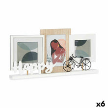 Last inn bildet i Galleri-visningsprogrammet, Fotoramme Happy 3 bildes Brun Hvit Tre MDF (40 x 21 x 6 cm) (6 enheter)
