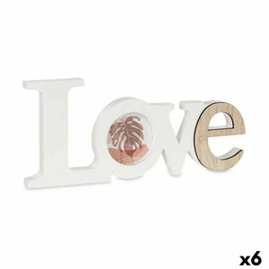 Fotoramme Love Hvit Brun Tre MDF (31 x 13,5 x 1,8 cm) (6 enheter)