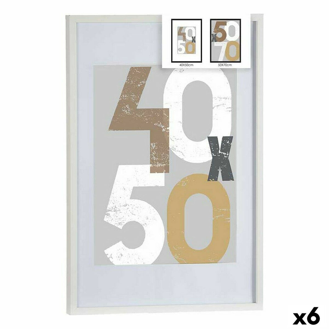 Fotoramme 52,5 x 2,5 x 72,5 cm Hvit Plast Tre MDF (6 enheter)