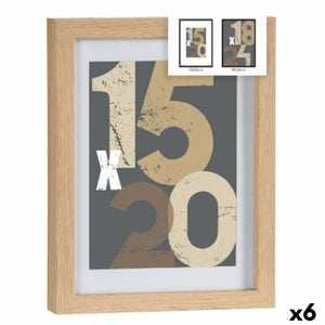 Fotoramme for vegg Naturell Glass Tre MDF 20,5 x 2,5 x 26,5 cm (6 enheter)