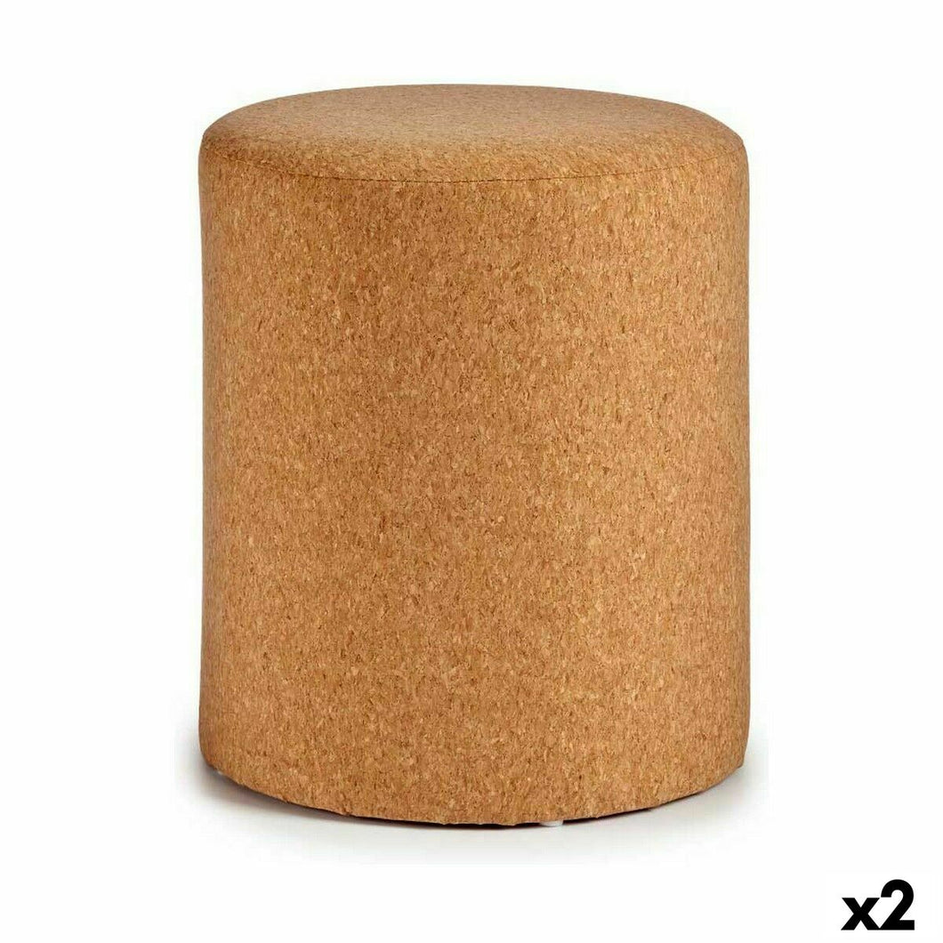 Puff Brun Kork Tre MDF 34 x 39 x 34 cm (2 enheter)