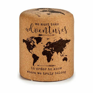 Puff Verdenskart Brun Kork Tre MDF 34 x 39 x 34 cm (2 enheter)