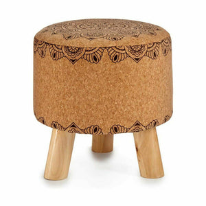 Puff Mandala Brun Kork Tre MDF 28 x 28 x 28 cm (4 enheter)