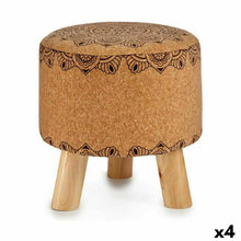 Last inn bildet i Galleri-visningsprogrammet, Puff Mandala Brun Kork Tre MDF 28 x 28 x 28 cm (4 enheter)
