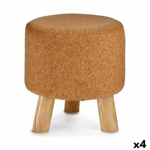 Puff Brun Kork Tre MDF 28 x 28 x 28 cm (4 enheter)