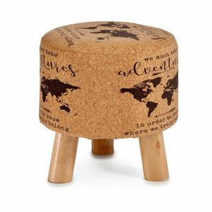 Puff Verdenskart Brun Kork Tre MDF 28 x 28 x 28 cm (4 enheter)