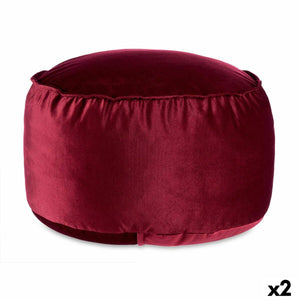 Puff Fløyel Rødbrun 60 x 39 x 60 cm (2 enheter)