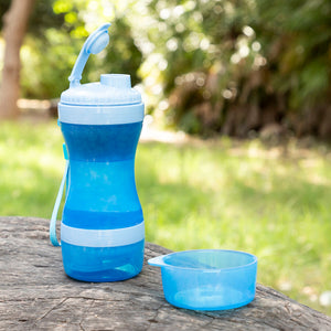 2-i-1-flaske med vann og matbeholdere for kjæledyr Pettap InnovaGoods